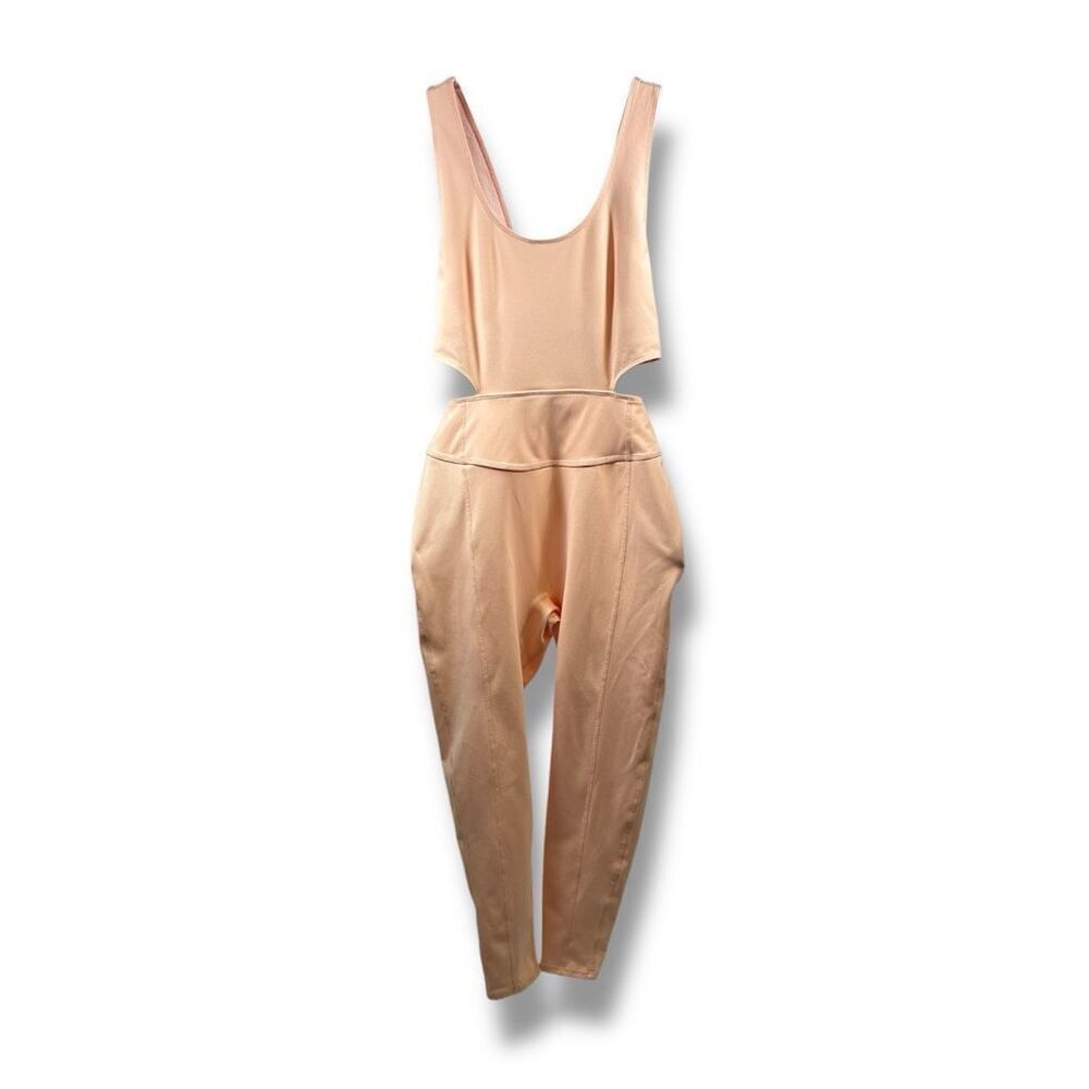 Free People Movement NWOT Back It Up Cutout Crisscross Back Jumpsuit in Peach Si